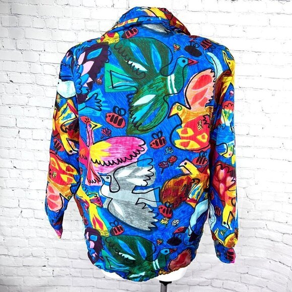 VINTAGE JA RESORT COLORFUL PUFFY SEQUIN ACCENT JACKET - M - Picture 2 of 5